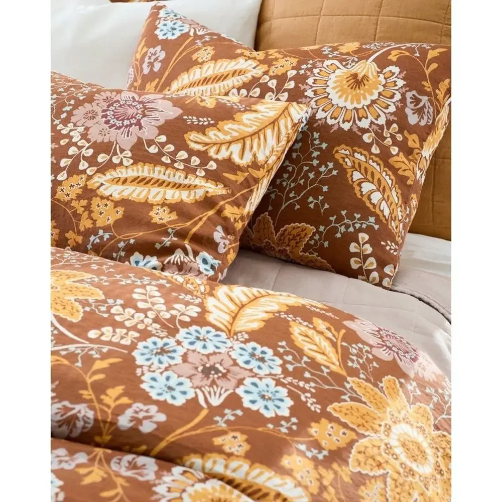 Garnet Hill Pillow Sham Victoria Relaxed Linen Bronze Multi Continental 26